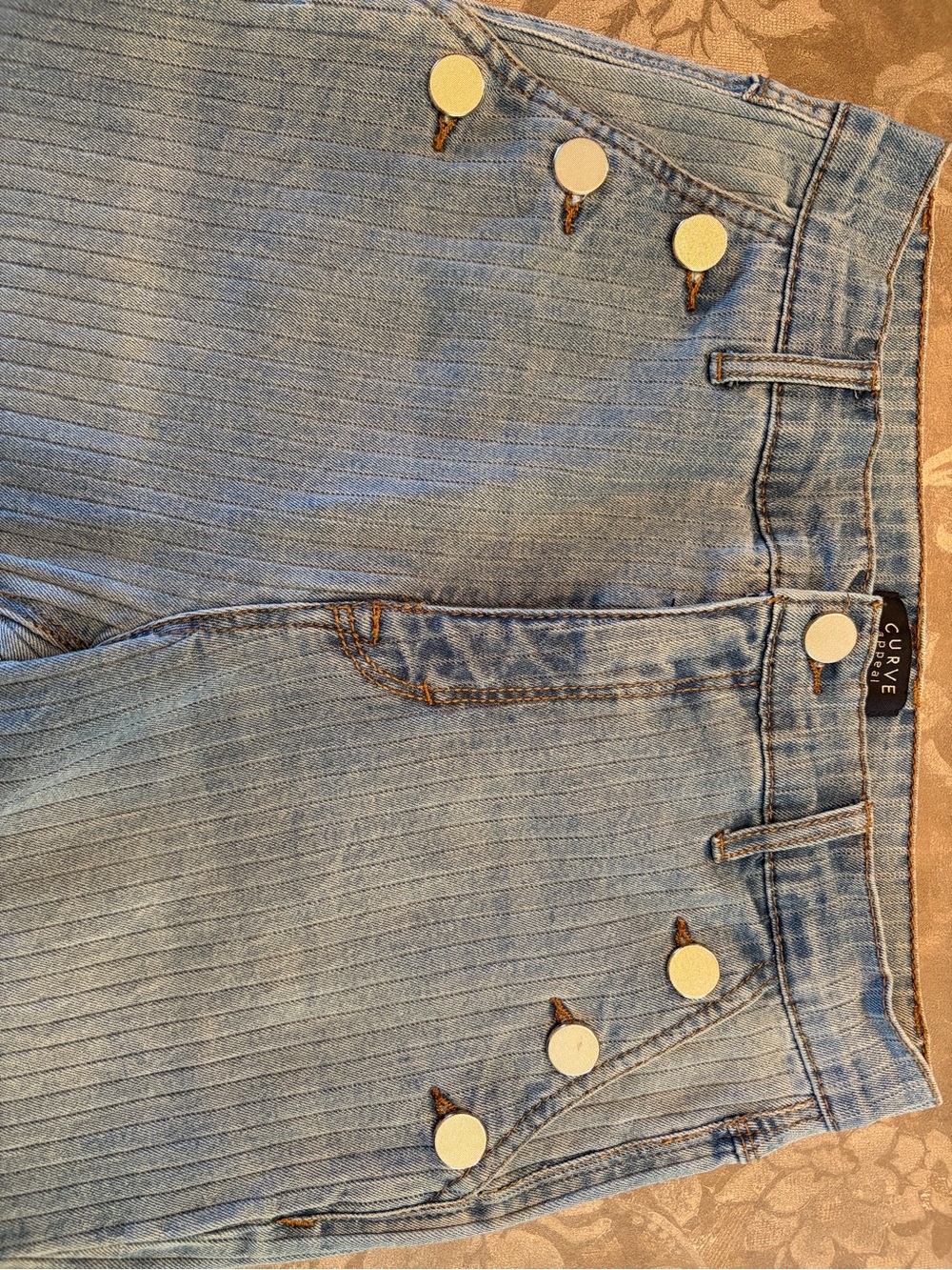 Curve Light Blue High-Rise Women’s Jeans with Button Detail